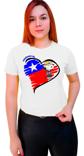 Polera 100%algodón Fiestas Patrias Chileno De Corazon Snoopy