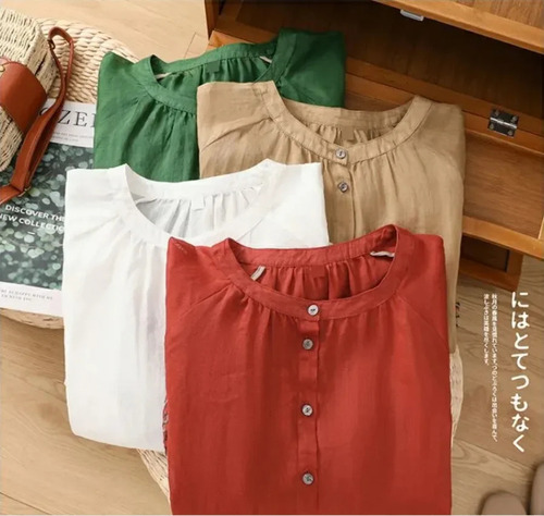 Blusa Bordada De Lino Y Algodón Con Mangas Tipo Farol De M