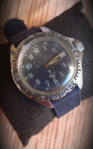 Relógio Vostok Boctok Komandirskie, Submarino Azul Prateado Azul (Usado)
