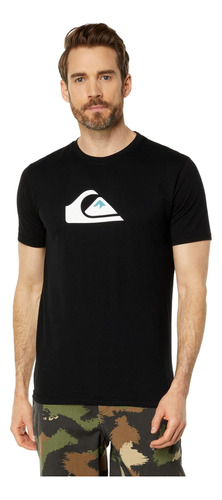 Polera Quiksilver Comp Logo Para Hombre, Negra, Talla Pequeñ