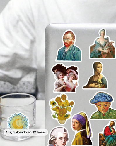 50 Stickers Obras De Arte Pegatinas Pinturas Famosas Moda