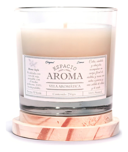 Vela De Soja Aromática 250 G Té Verde Espacio Aroma Color Vainilla Lisa