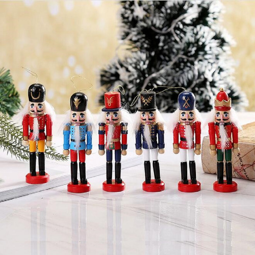 6pcs Conjunto De Adornos De Cascanueces Navideños De