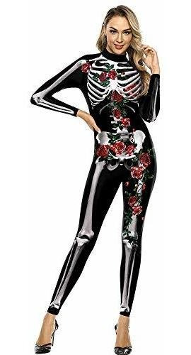 Skeleton Halloween Disfraces 3d Rose Lámina Body Bodsu...
