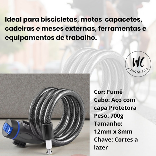 Trava Segurança Cadeado Para Bicicleta Com Suporte Chave