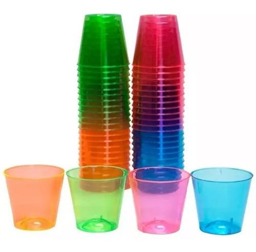 Vasos De Fiesta Tequileros O Chupito Coloridos De Plastico 