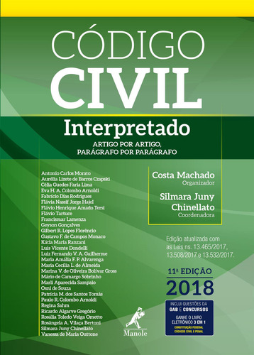 Código Civil Interpretado, De Costa  Machado. Editora Manole, Capa Dura Em Português