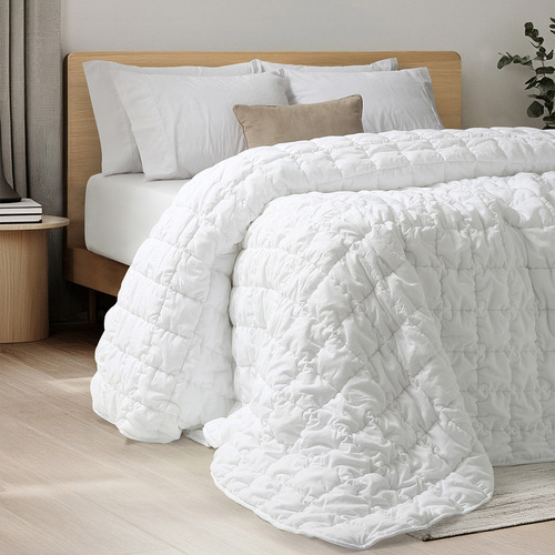 Acolchado King Size Premium Matelaseado Puff Prewashed Blanco Liso Sí