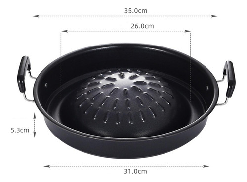 Panela Coreana Tailandesa Para Churrasco, Grelha Preto 35cm