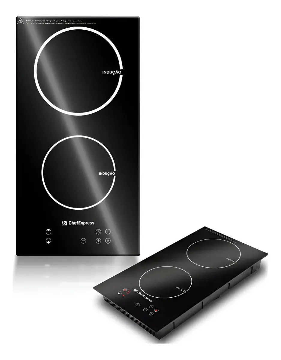 Cooktop Indução Eletrico 2 Bocas Vidro Preto Trava Segurança