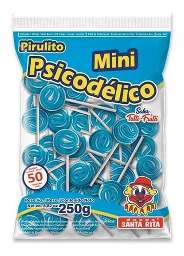 Pirulito Mini Psicodélico Azul Tutti Frutti 250g Santa Rita