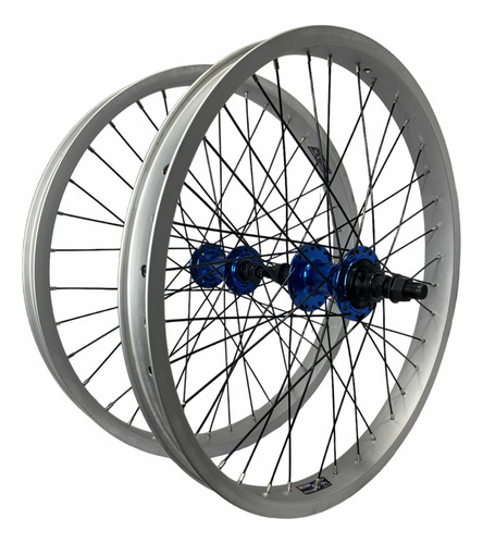 Rines 20 Bmx Aluminio Doble Pared Mazas Azules