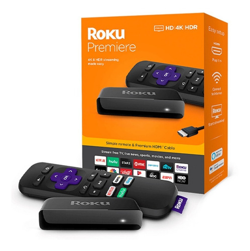 Imagen 2 de 10 de Roku Premier 4k Transmisión Hd Hdr Streaming Netflix Tv Box
