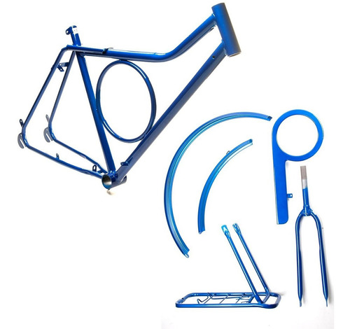 Quadro E Garfo Potenza Contra Pedal Kit Completo - Wrp Cor Azul