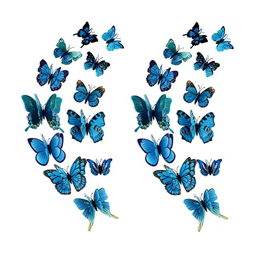 24pcs Calcomanías De Pared De Mariposas Removibles Dec...