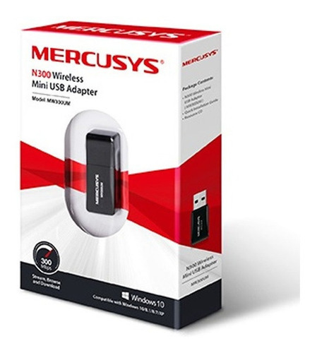 Adaptador De Red Usb Mercusys Mw300um Inalámbrico 300 Mbit/s