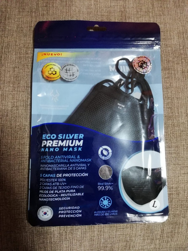 Mascarillas Eco Silver Premium Nano Mask M/l Hilos De Plata