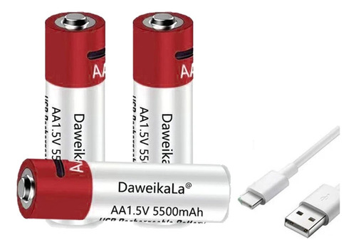 Recarga Pila A A 1.5v Usb Tipo C 5500mah Daweikala Bateria