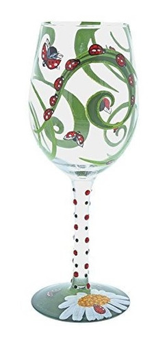 Enesco Designs De Lolita Ladybug Artisanblown Glass Wine Gla