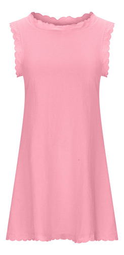 Vestido De Mujer De Verano Para Playa, Color Camiseta Sin Ma