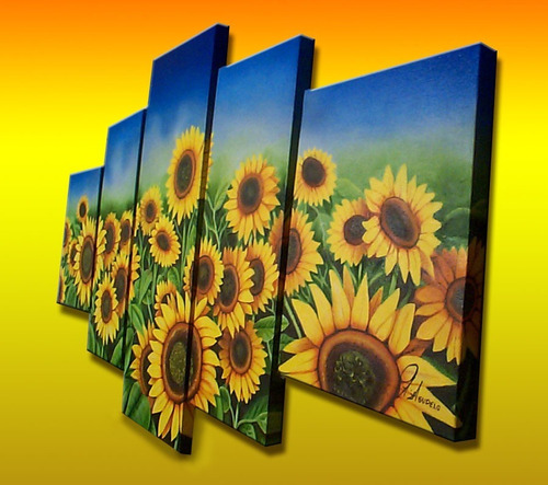 Cuadro Pintura Oleo Girasoles Green