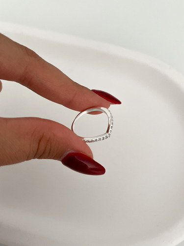 Anillo En Forma V Pico Cubic Brillo Minimalista De Plata Plateado 7