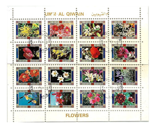 S1524 Emirados Umm Al Qiwain 1972 2 Blocos Olímpicos Flores