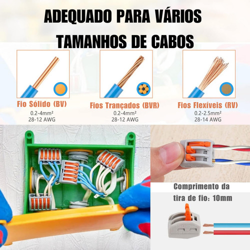 Kit 30 Conector 2 Vias Derivação Emenda Rápida Tipo Borne