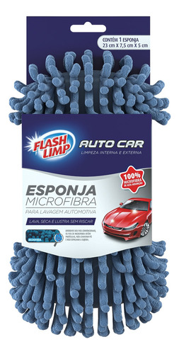 Esponja Microfibra Para Lavagem Automotiva Flashlimp Cor Azul