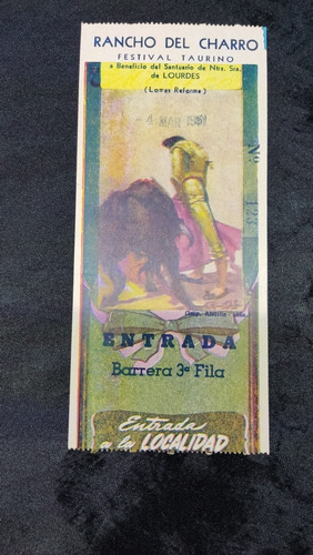 Boleto Toros Rancho Del Charro Envío Gratis Festival Taurino (Usado)