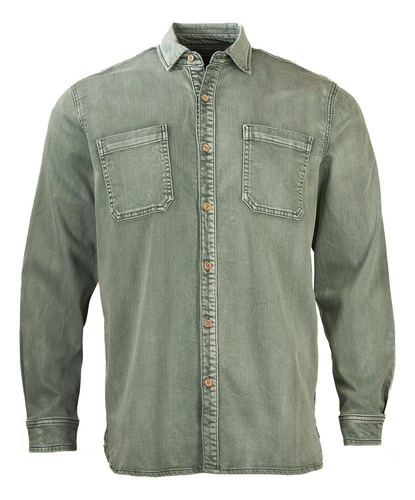 Camisa Algodón Orgánico Hombre Denim Verde Rockford