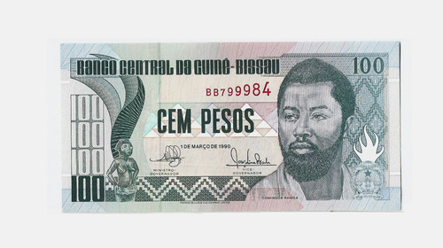Fk Billete Guinea Bissau 100 Pesos 1990 P 11 Sin Circular