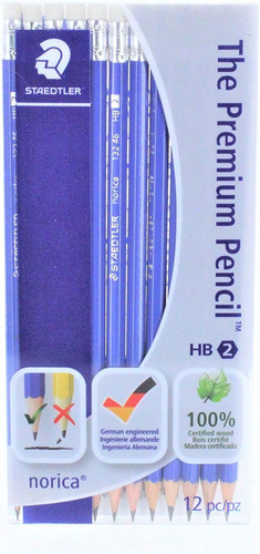 12 Lapices Azules Grafito Hb Staedtler Norica