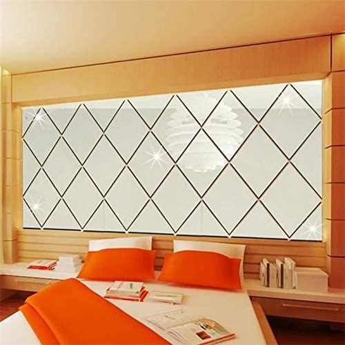 Kit 8 Espelho Decorativo Adesivo Em Acrílico Losango Grande Moldura Branco