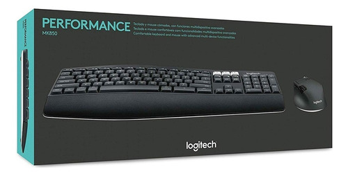 Combo Teclado Logitech + Mouse Mk850 Wireless Usb Black