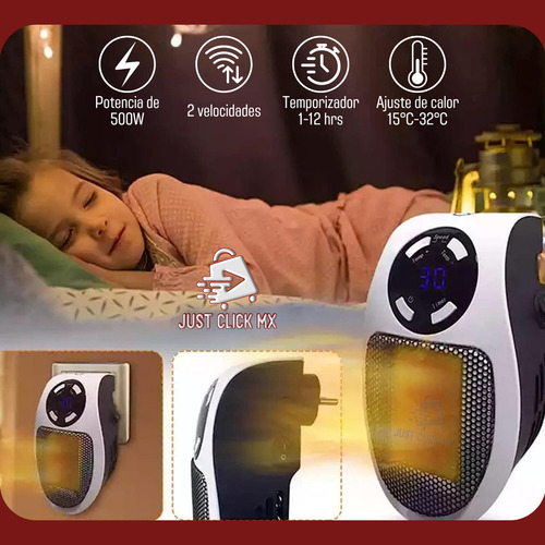 Mini Calentador Calefactor Eléctrico Portátil Hogar Oficina Color Blanco