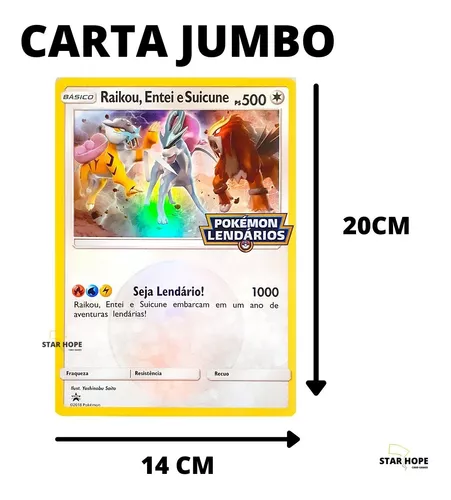 Carta Pokémon Raikou, Entei E Suicune Lendários Grande Jumbo