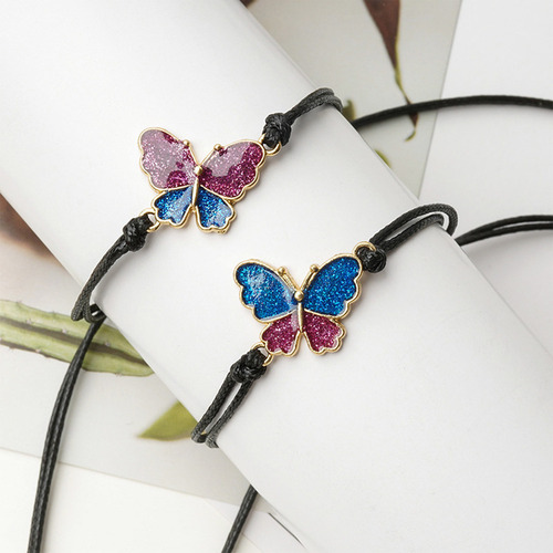 Zt 2pcs Pulsera Couple Con Hilo De Cera Que Gotea Tejida