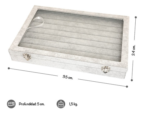 Exhibidor Con Tapa Estuche Terciopelo Caja Porta Anillos