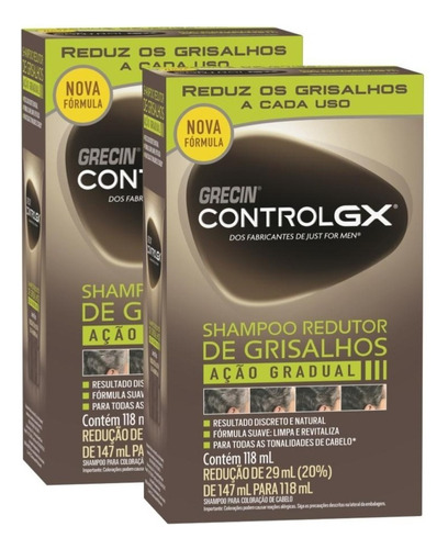 Kit 2 Shampoos Redutor De Grisalhos Grecin Control Gx 118 Ml