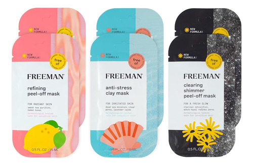 Freeman Paquete De 6 Mascarillas Faciales Variadas, Máscaras