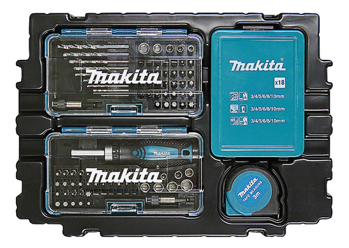 Kit Brocas/ferramentas C/ 116pç + Maleta Makpac Azul Makita 