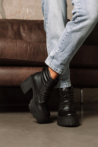 Borcegos Mujer Cuero Taco Alto Plataforma Botas Moda Romi