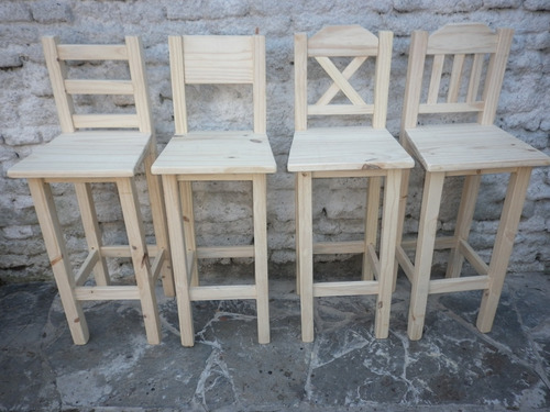 Taburete Banquetas Banco Butaca Con Respald Madera Barra Bar