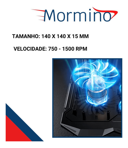 Base Suporte Notebook Até 15,6' 1 Cooler Fan Usb Com Hub