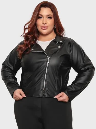 Jaqueta Feminina Plus Size Courino Sintético Couro Fake