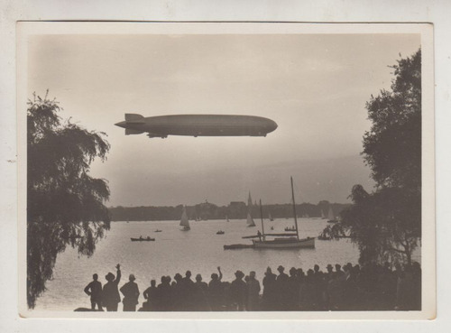 Postal Fotografia Del Graf Zeppelin Sobre Hamburgo Alemania 