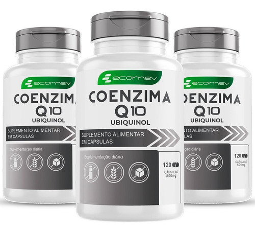 Kit 3x Coenzima Q10 Ubiquinol 500mg 360cáp Ecomev