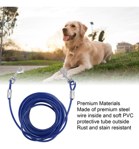 Braçadeira Para Cães Cabo De Aço Azul De 6 Mm X 3 Metros