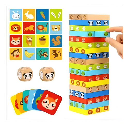Juego Mesa Beech Torre Bloques Animales Apilable 51 Pcs -339